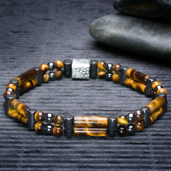 Gold Tiger Eye Double Power Bracelet - Picture 2 of 3